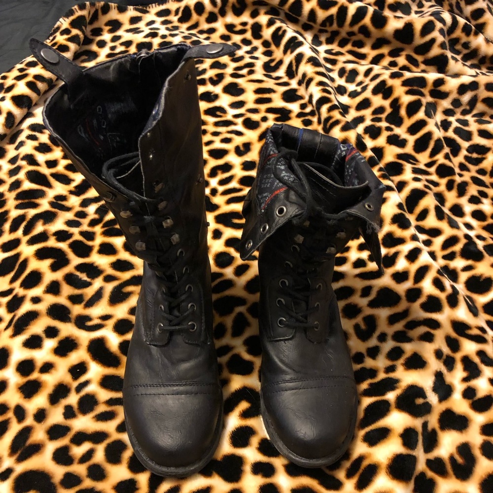 Black combat boots
